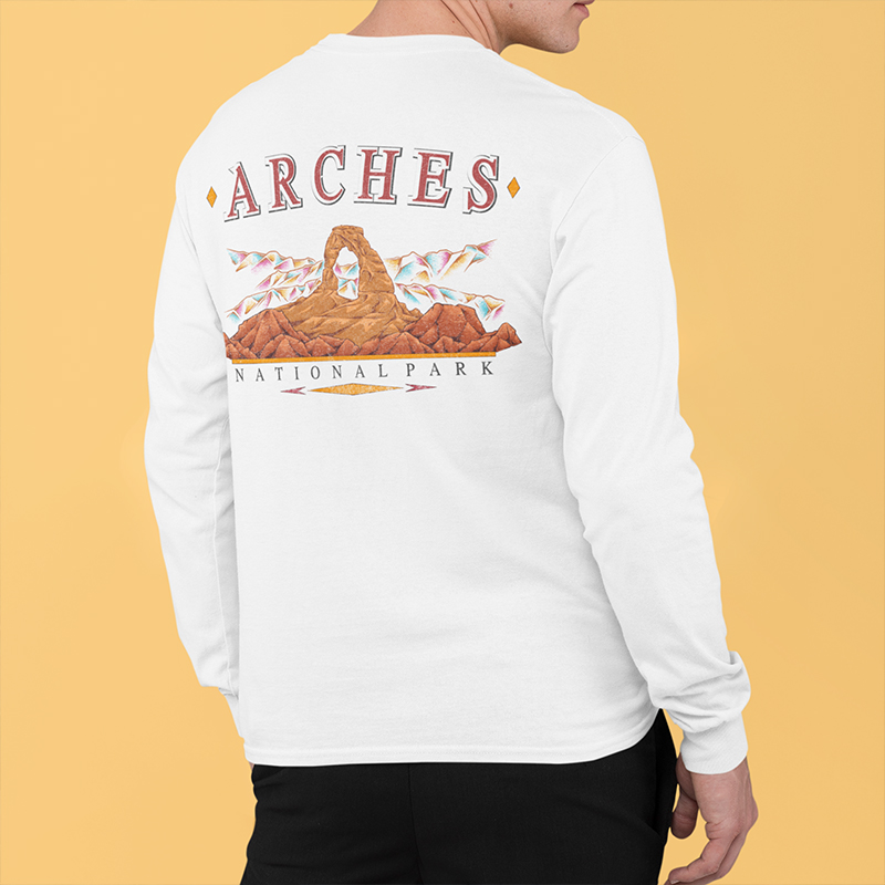 Vintage Arches National Park Cotton Long Sleeve Sweatshirt