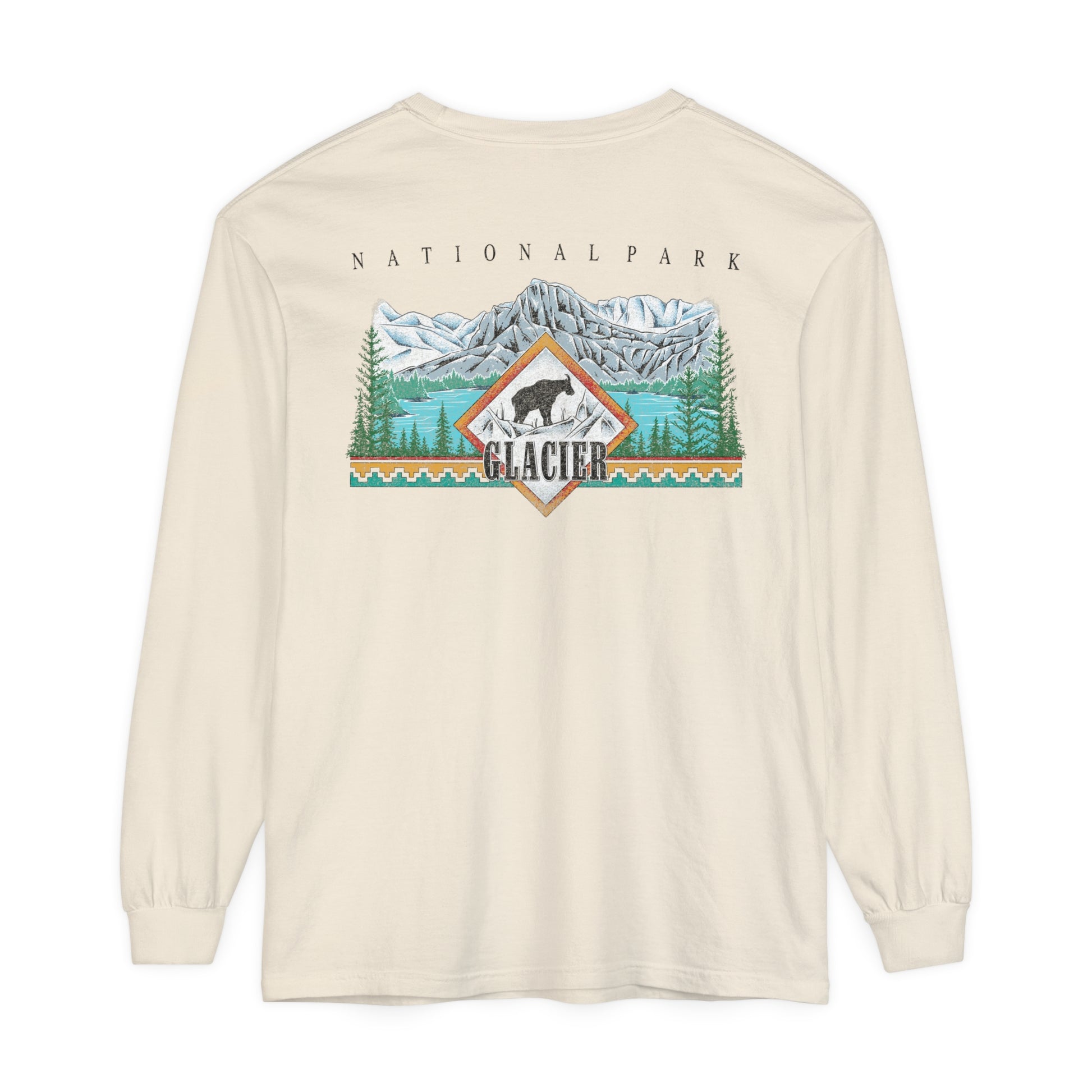 Vintage Glacier National Park Long Sleeve Cotton Sweatshirt