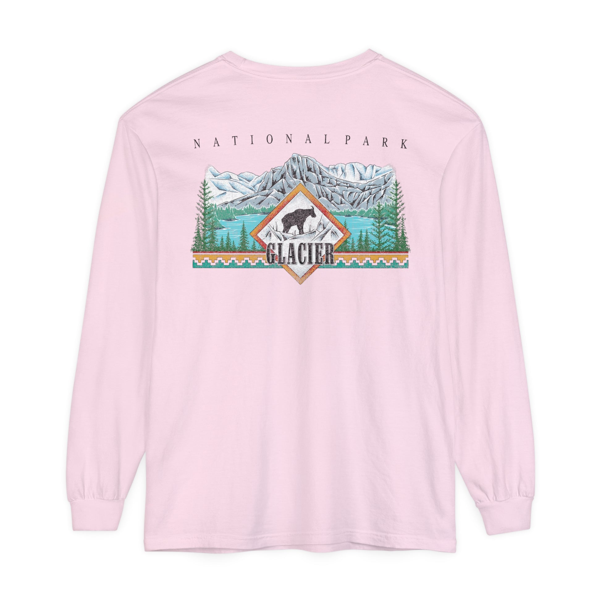 Vintage Glacier National Park Long Sleeve Cotton Sweatshirt