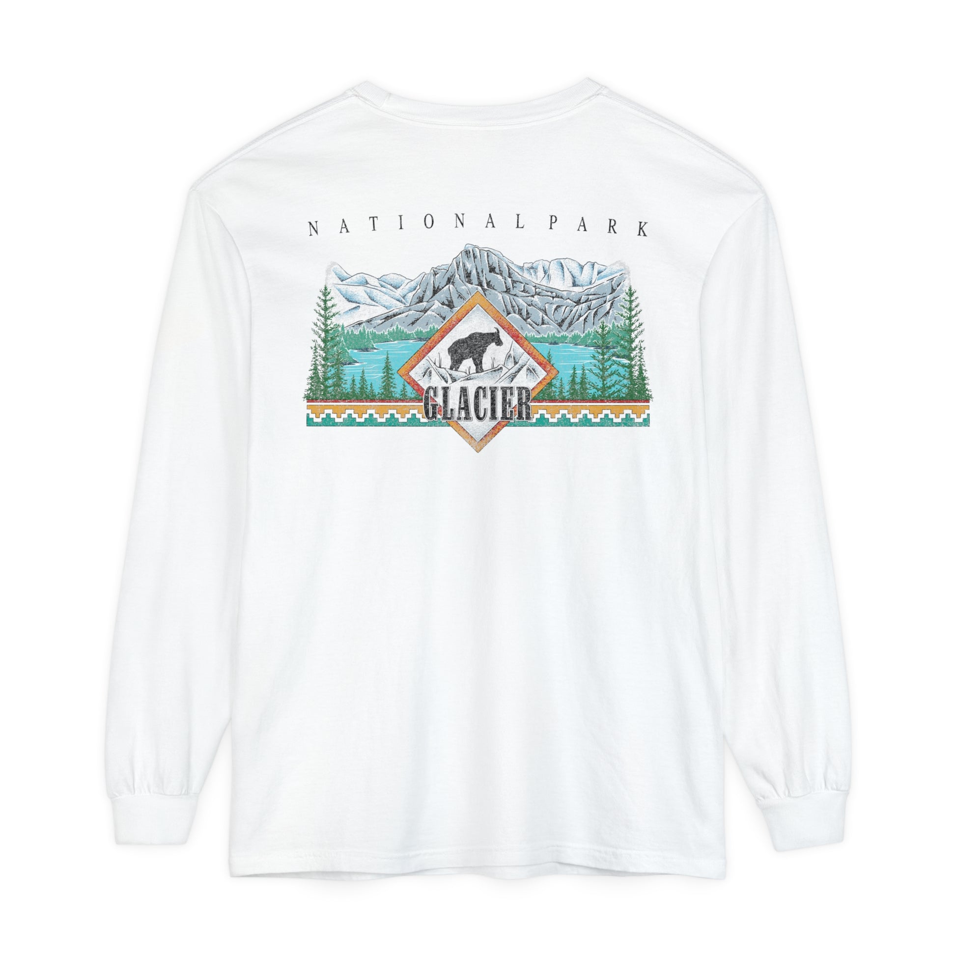 Vintage Glacier National Park Long Sleeve Cotton Sweatshirt