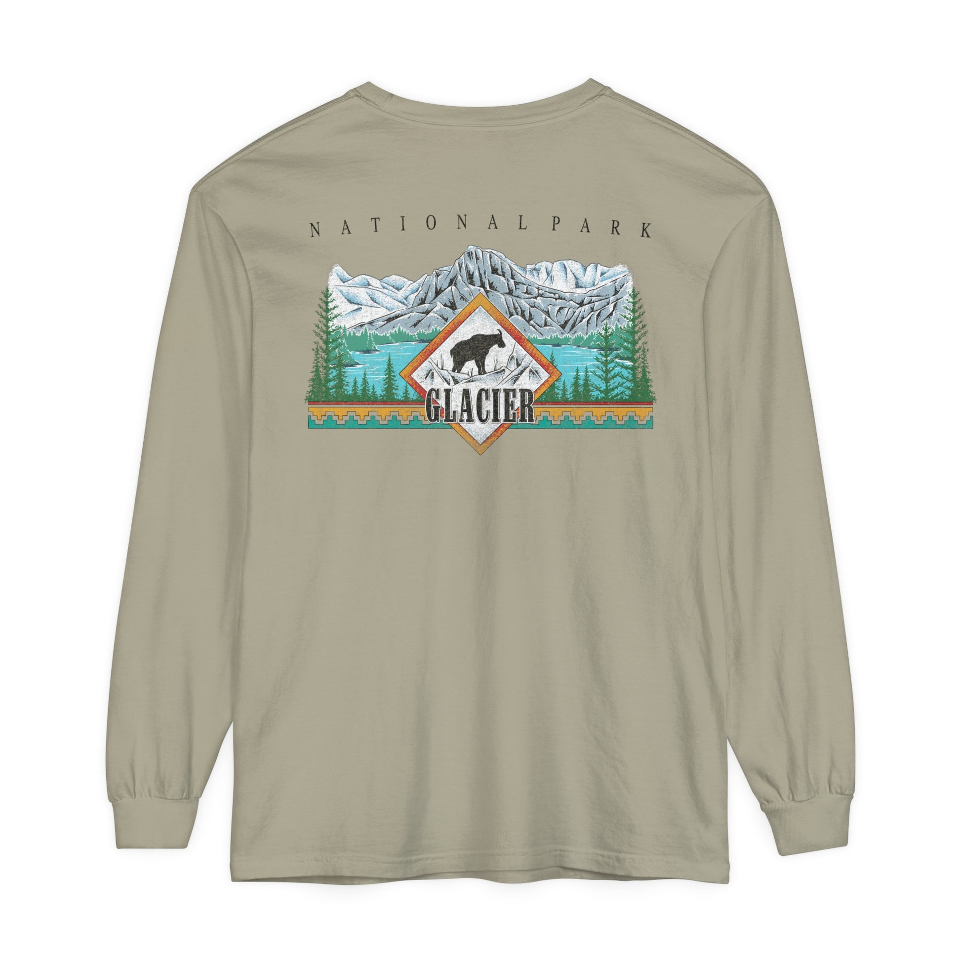 Vintage Glacier National Park Long Sleeve Cotton Sweatshirt