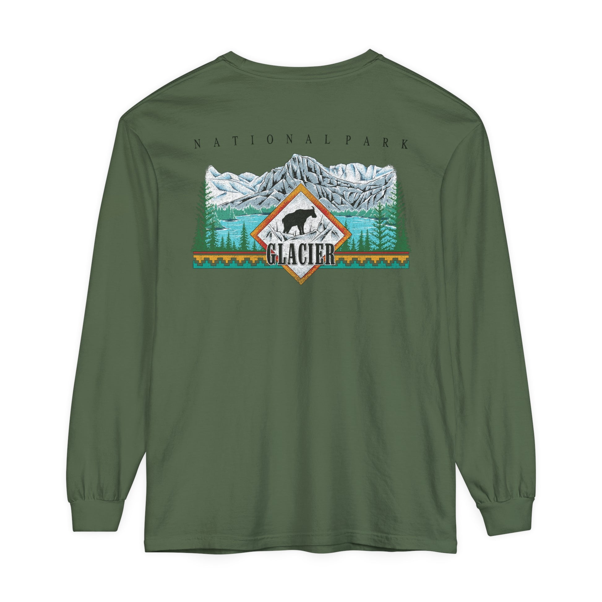 Vintage Glacier National Park Long Sleeve Cotton Sweatshirt