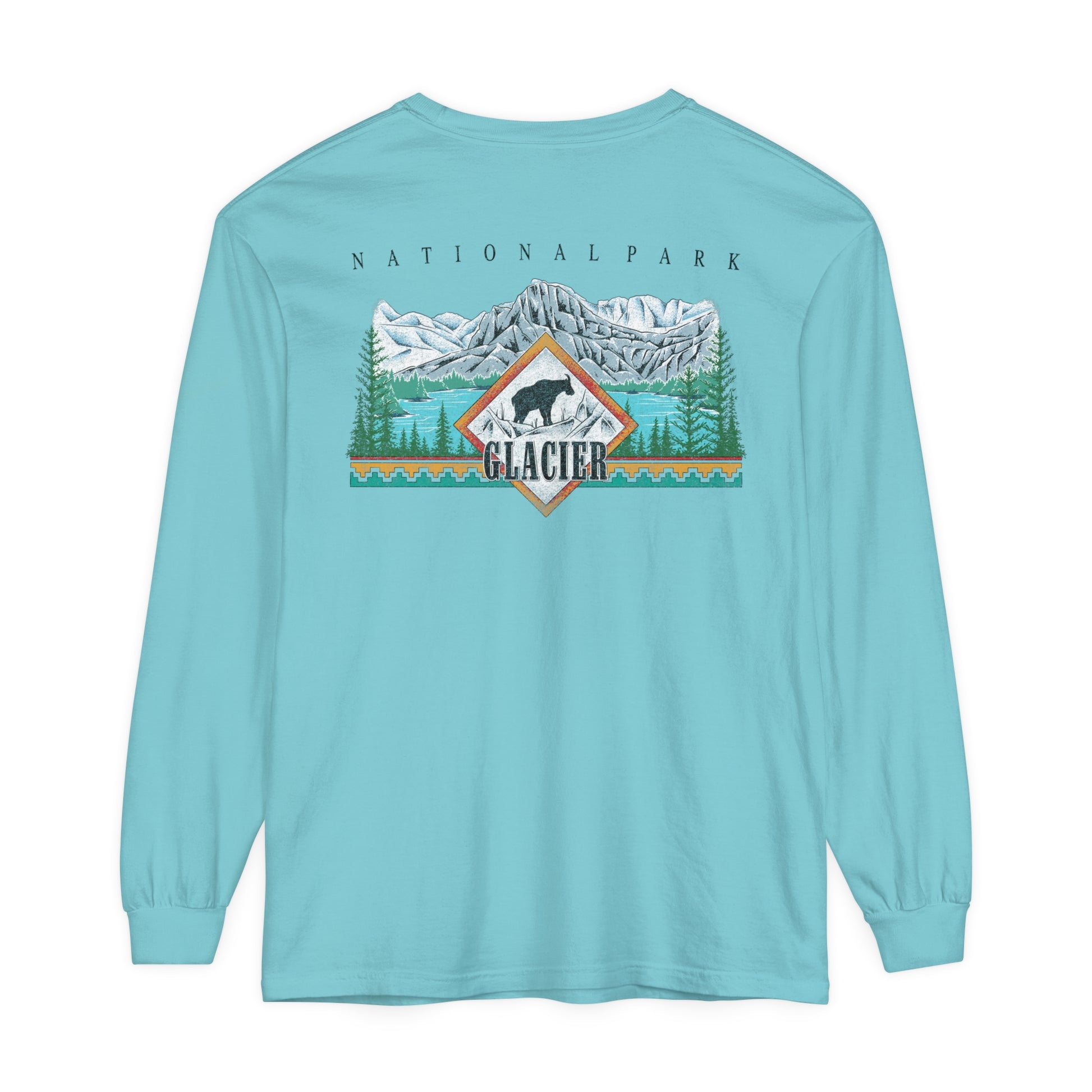 Vintage Glacier National Park Long Sleeve Cotton Sweatshirt