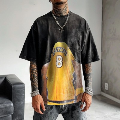 Basketball Star Graphic Washed Cotton T-shirt