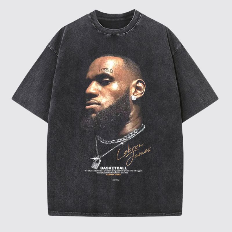 Basketball Star Graphic Washed Cotton T-Shirt