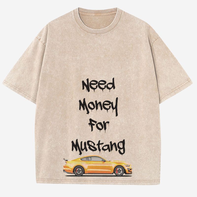 Needs Money Graphic Washed Cotton T-Shirt