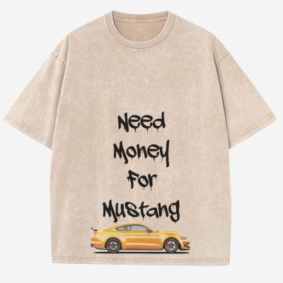 Needs Money Graphic Washed Cotton T-Shirt