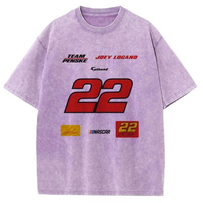 Hip Hop 22 Racing Washed Cotton T-Shirt