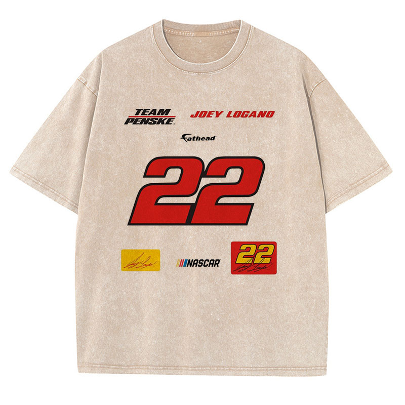 Hip Hop 22 Racing Washed Cotton T-Shirt