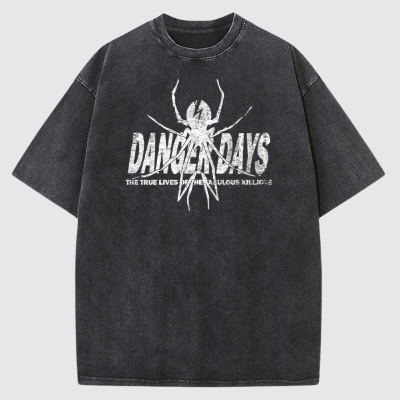 Spider Graphic Washed Cotton T-Shirt