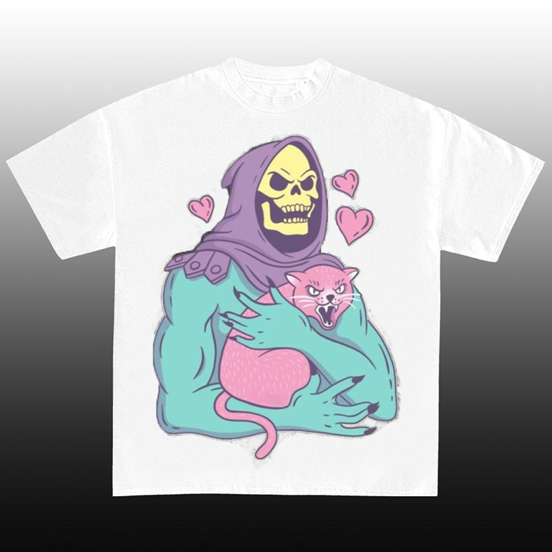 Funny Skull Cat T-Shirt