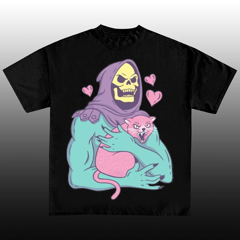 Funny Skull Cat T-Shirt