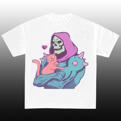 Funny Skull Cat T-Shirt