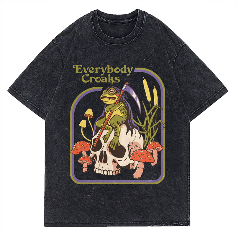 Everybody Croaks Printed Washed Cotton T-Shirt