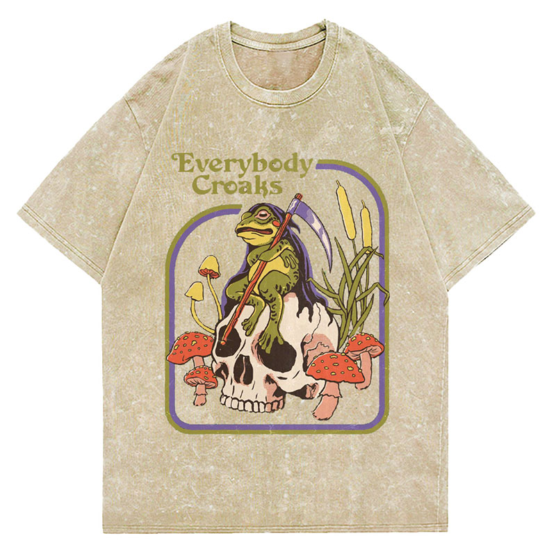 Everybody Croaks Printed Washed Cotton T-Shirt