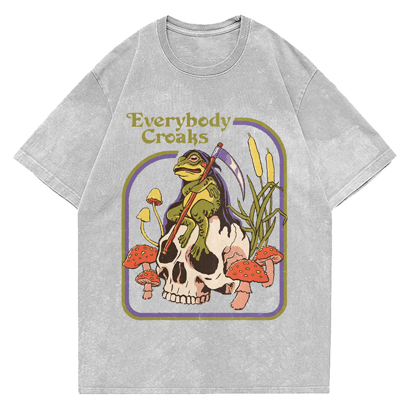 Everybody Croaks Printed Washed Cotton T-Shirt