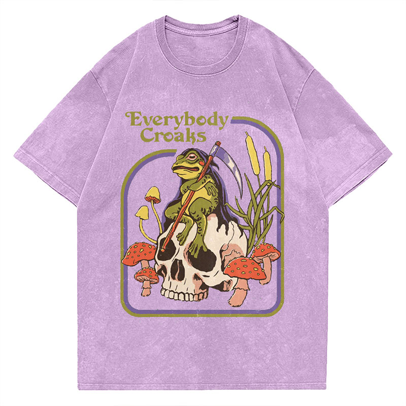 Everybody Croaks Printed Washed Cotton T-Shirt