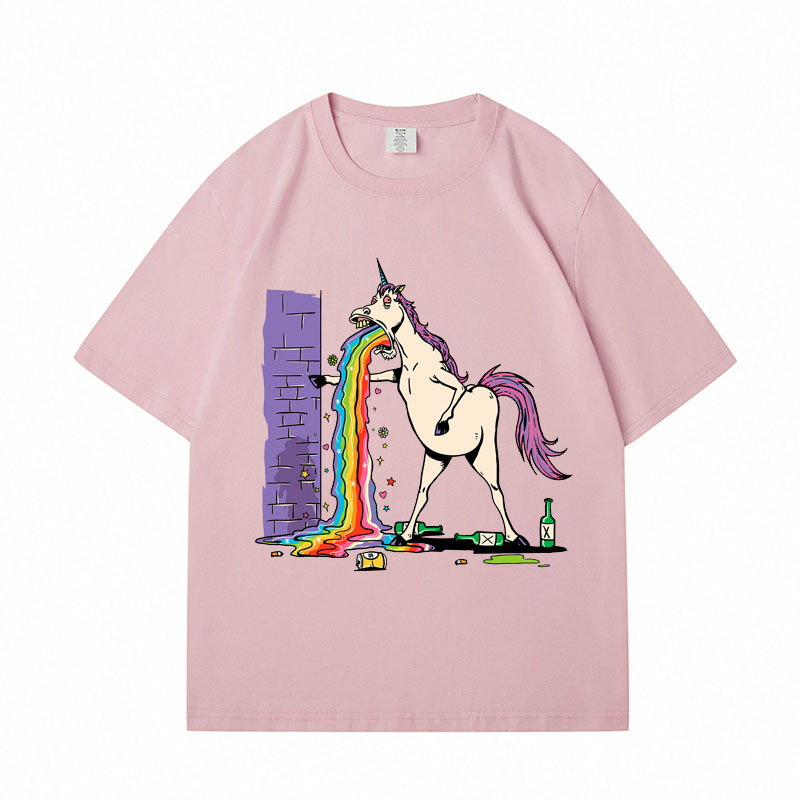 Drunk Rainbow Unicorn Cotton T-Shirt