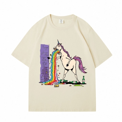 Drunk Rainbow Unicorn Cotton T-Shirt