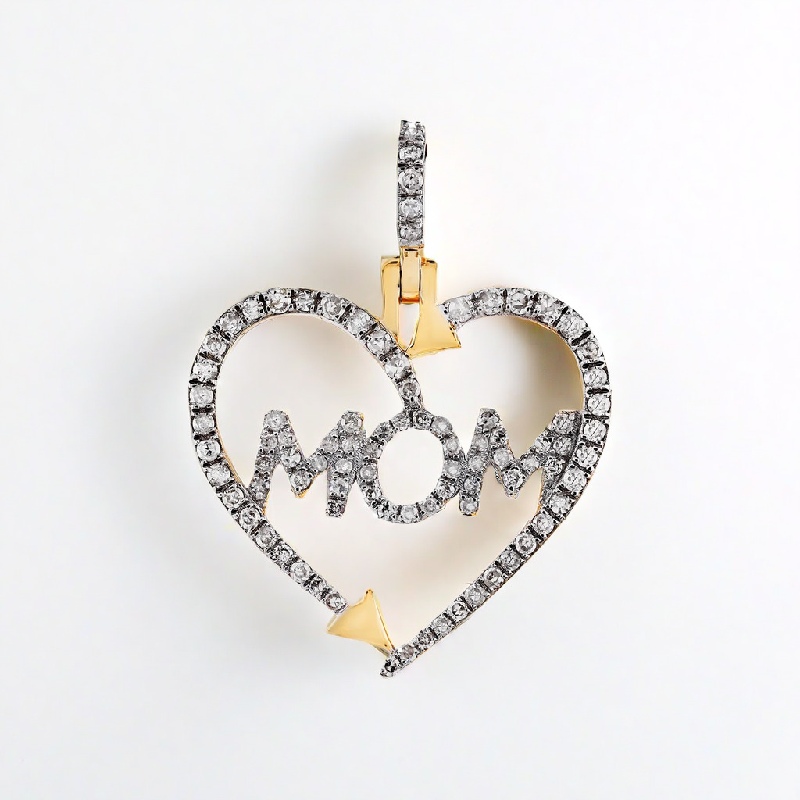 Iced Heart "MOM"  Pendant Necklace