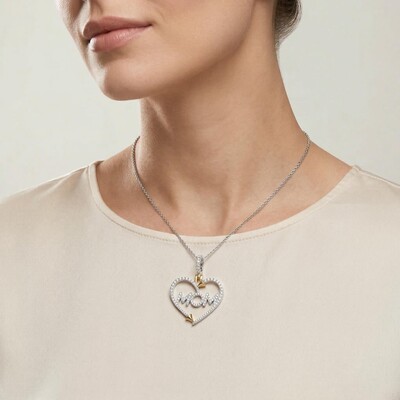 Iced Heart "MOM"  Pendant Necklace