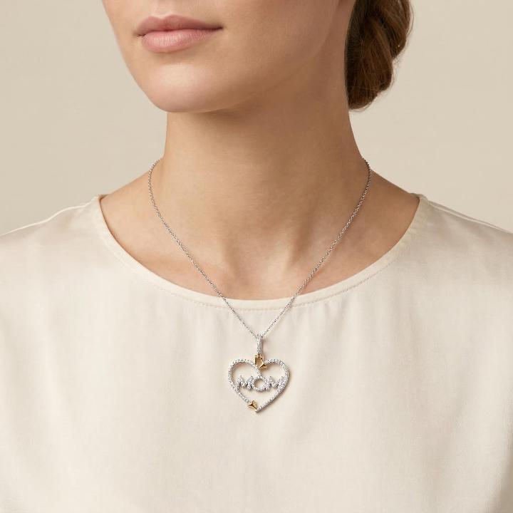 Iced Heart "MOM"  Pendant Necklace
