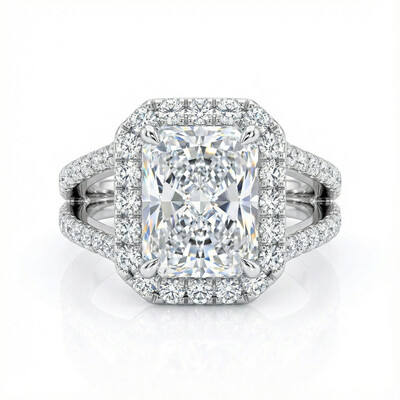 Split Shank Radiant Cut Engagement Ring in Silver