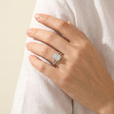 Split Shank Radiant Cut Engagement Ring in Silver