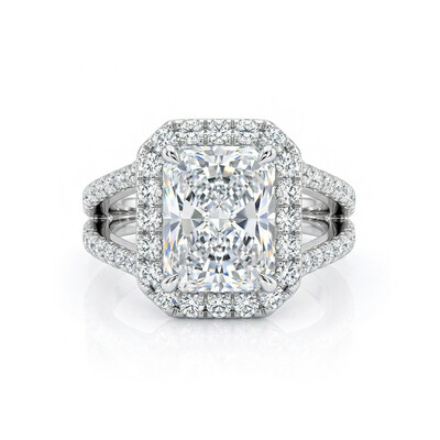 Split Shank Radiant Cut Engagement Ring in Silver