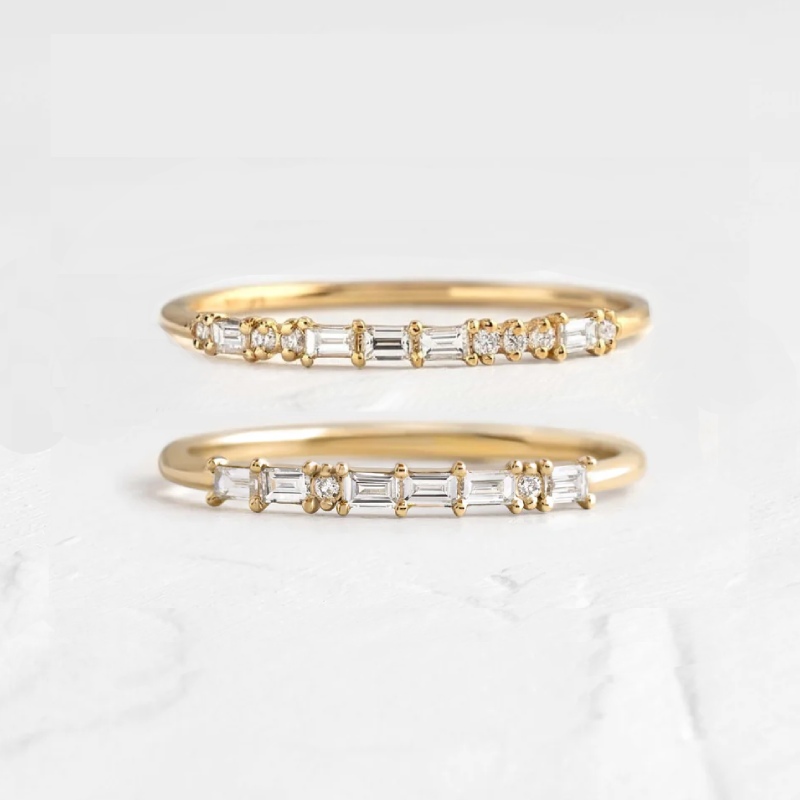 Customized Morse Code Diamond Thin Stackable Ring