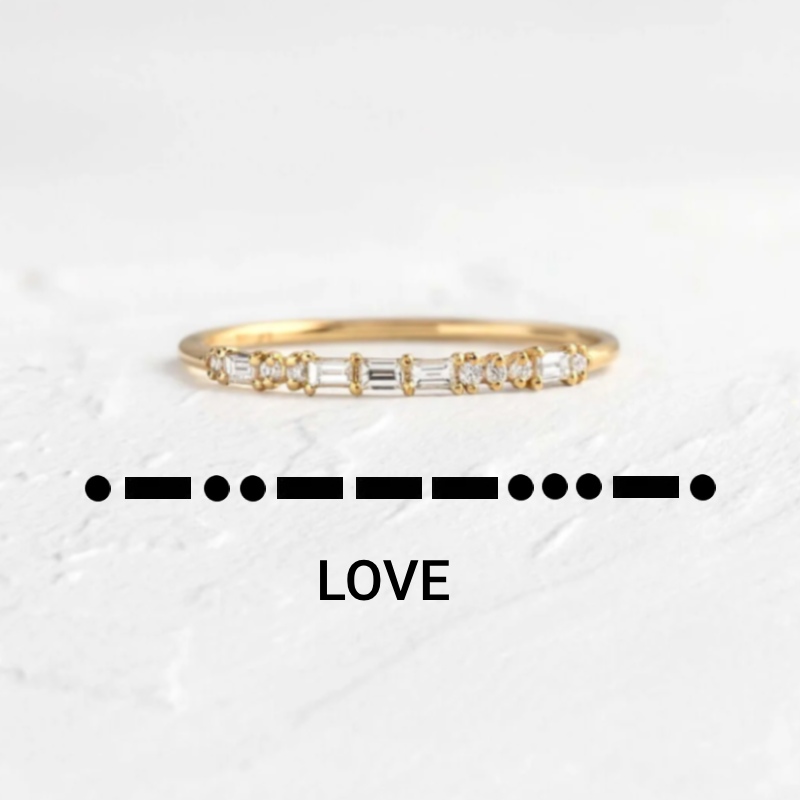 Customized Morse Code Diamond Thin Stackable Ring