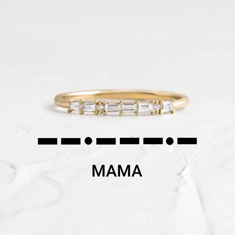 Customized Morse Code Diamond Thin Stackable Ring