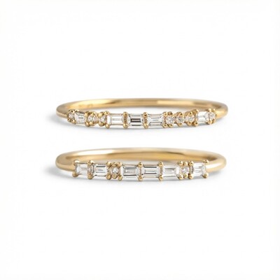 Customized Morse Code Diamond Thin Stackable Ring