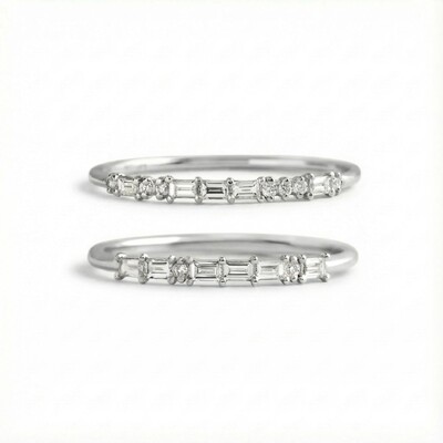 Customized Morse Code Diamond Thin Stackable Ring