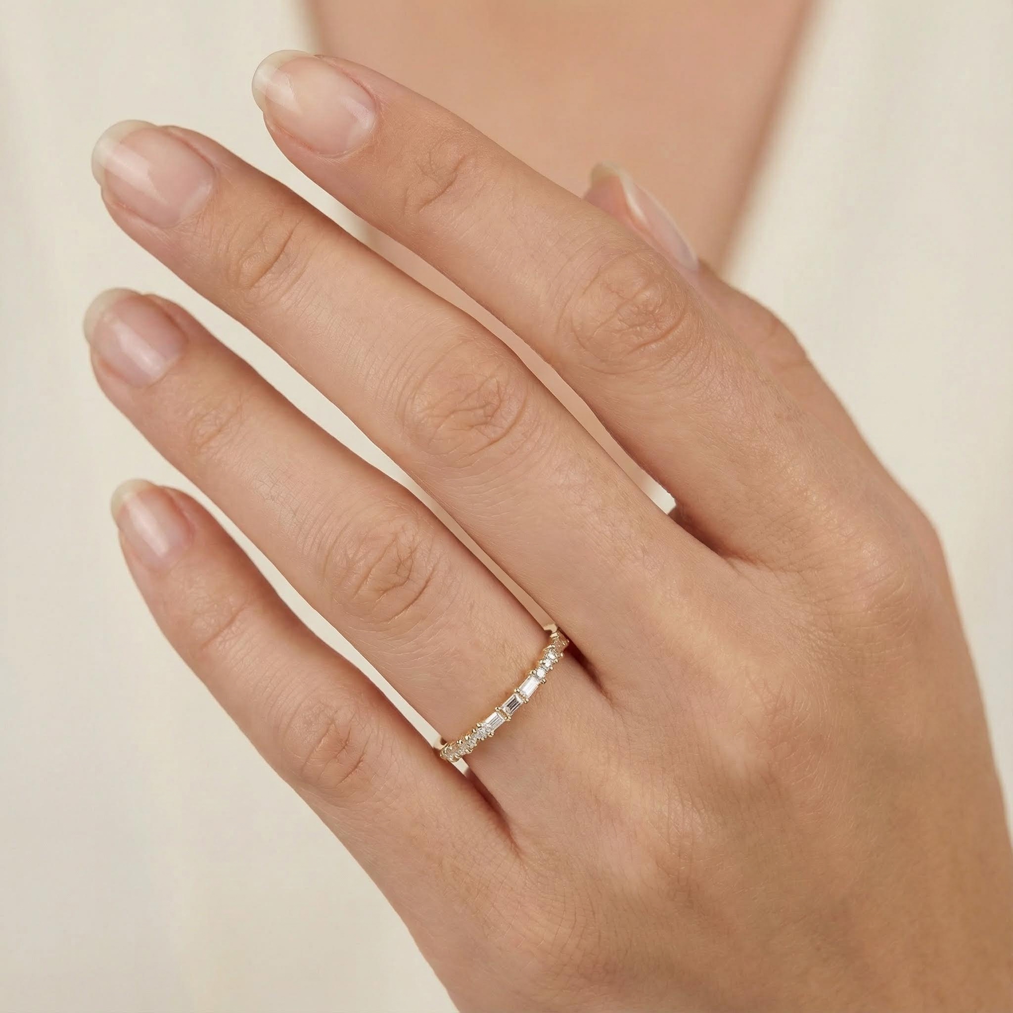 Customized Morse Code Diamond Thin Stackable Ring Customized Morse Code Diamond Thin Stackable Ring