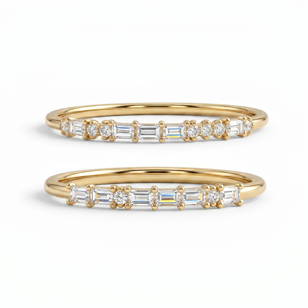 Customized Morse Code Diamond Thin Stackable Ring