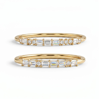 Customized Morse Code Diamond Thin Stackable Ring