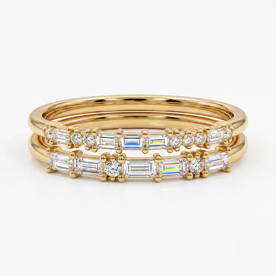 Customized Morse Code Diamond Thin Stackable Ring