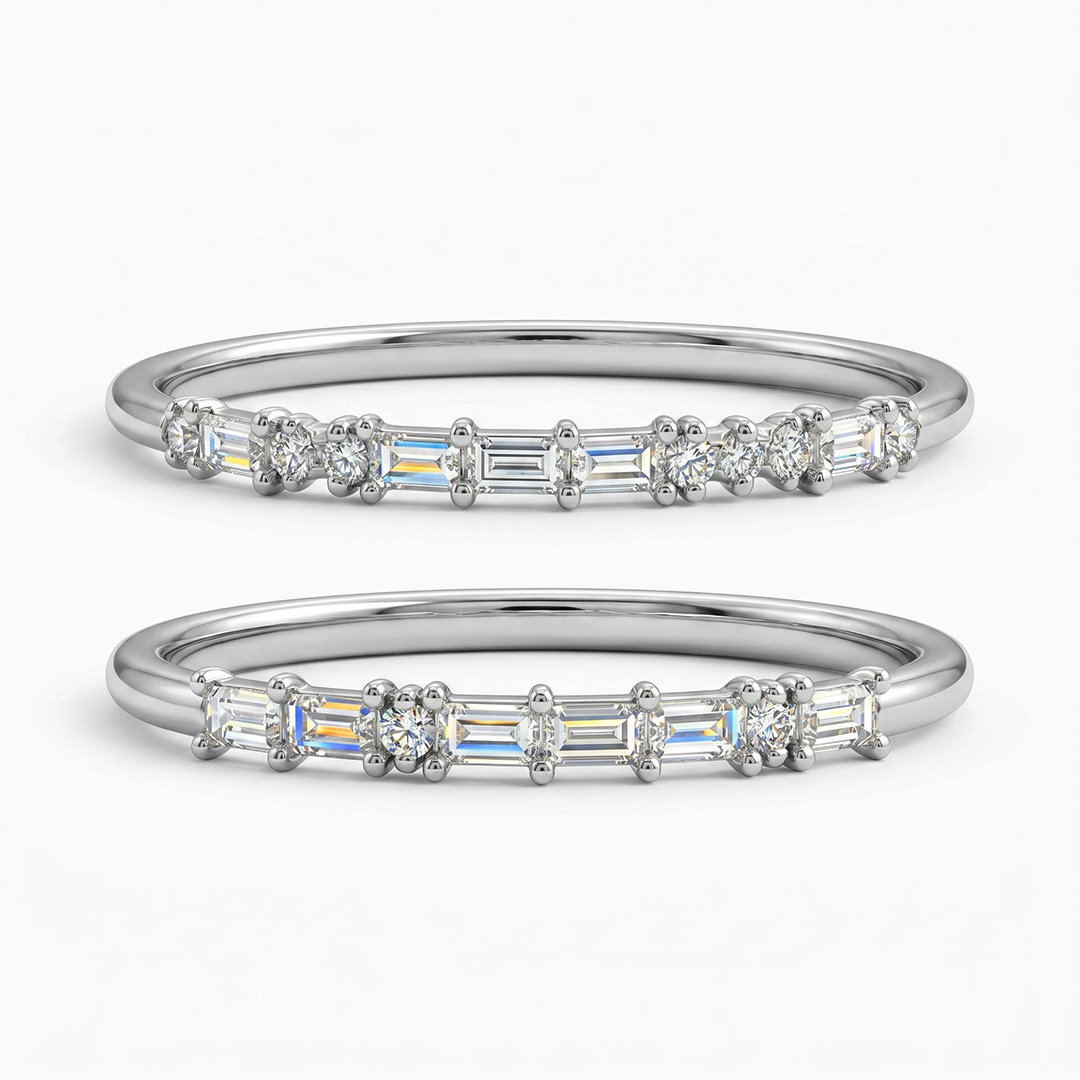 Customized Morse Code Diamond Thin Stackable Ring