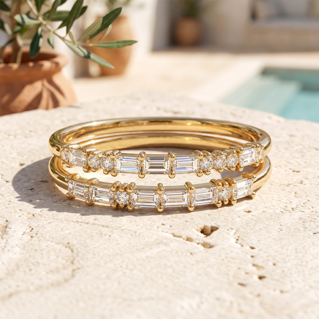Customized Morse Code Diamond Thin Stackable Ring