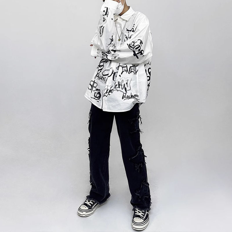 Hip Hop Graffiti Print Shirt