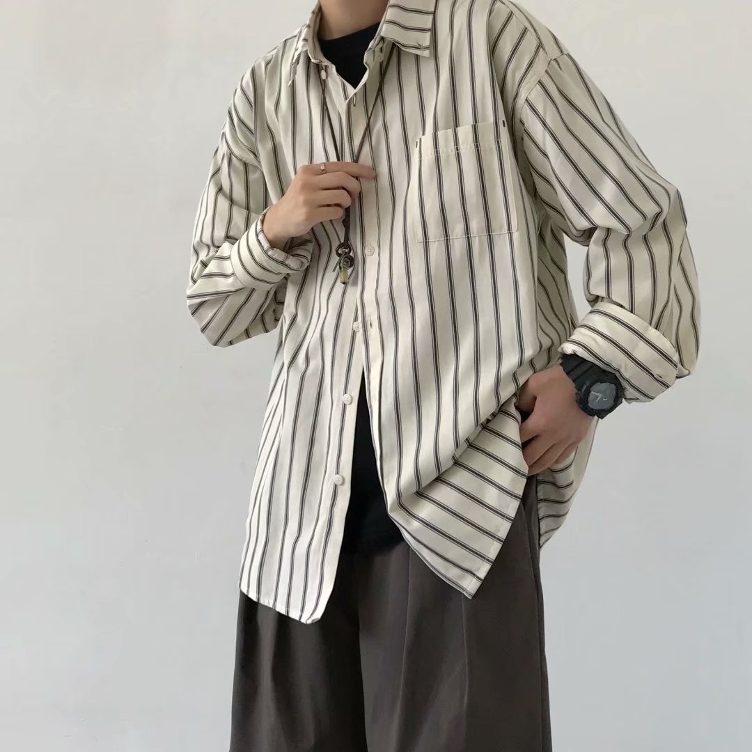 Japanese Retro Unisex Striped Shirt