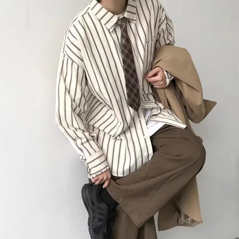 Japanese Retro Unisex Striped Shirt