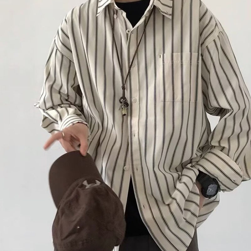 Japanese Retro Unisex Striped Shirt