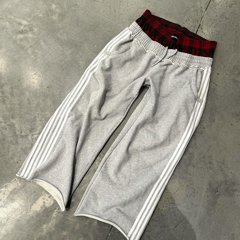 Hip Hop Spliced Plaid Casual Sweatpants