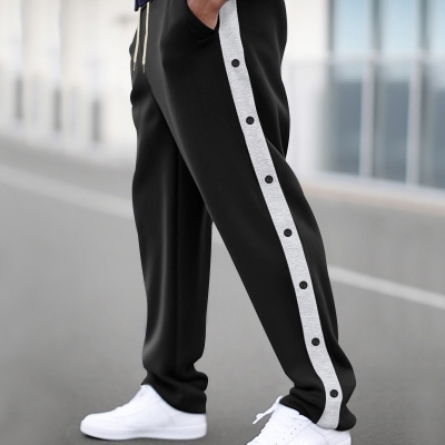 Patchwork Straight Plus Size Drawstring Sweatpants