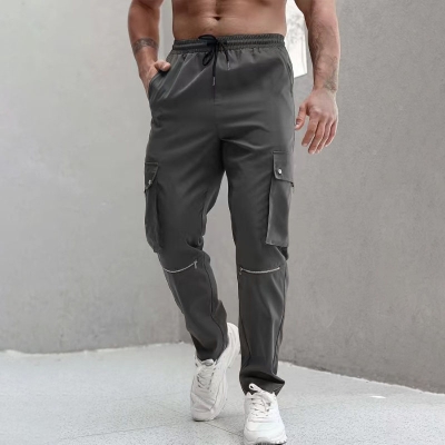 Casual Zipper Embellished Flap Pocket Work Pants