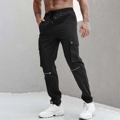 Casual Zipper Embellished Flap Pocket Work Pants