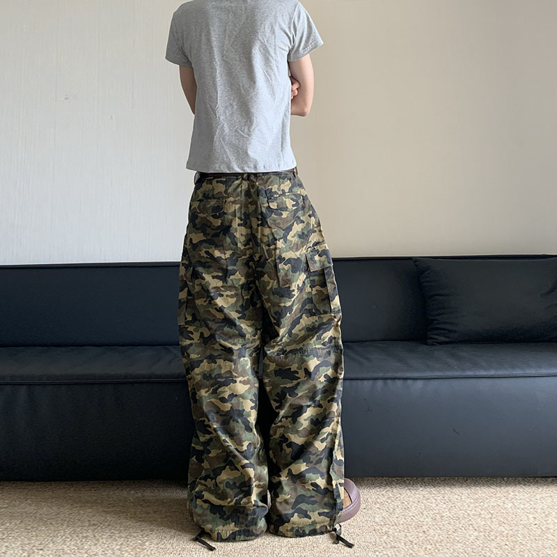 Vintage Camouflage Workwear Casual Pants