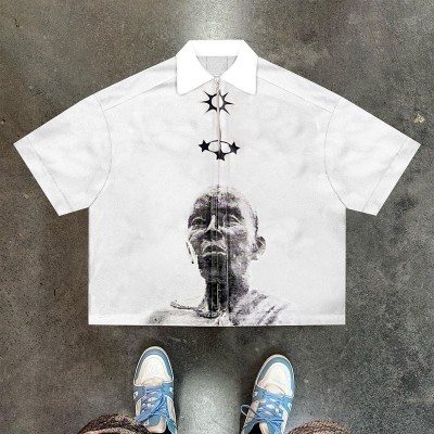 Hip Hop Portrait Printed Zipper Shirt